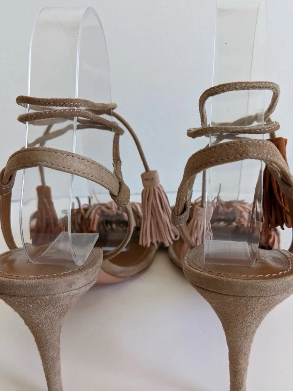 Aquazzura Wild Thing 85 mm Terracotta Suede Fringes Sandal Heels size 38